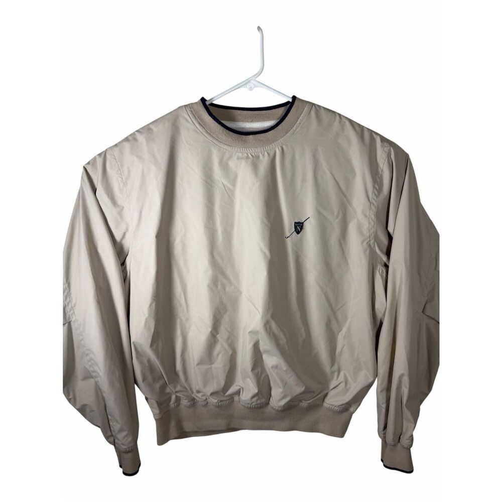 Nautica Men’s 2XL Beige Crew Neck Pullover Windbreaker Jacket Fitted Waist